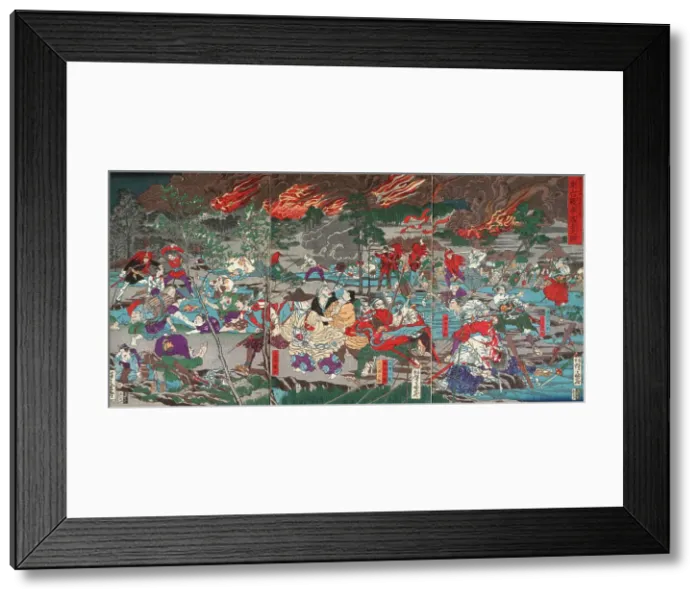 Framed Print : The Battle of Ueno, 1874. Creator: Kawanabe Kyosai Framed Print : The Battle of Ueno, 1874. Creator: Kawanabe Kyosai