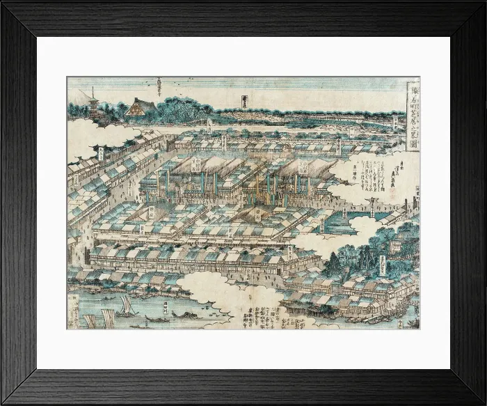 Framed Print : View of Kabuki Theatre District in Edo, 1820. Creator: Ikeda Eisen Framed Print : View of Kabuki Theatre District in Edo, 1820. Creator: Ikeda Eisen