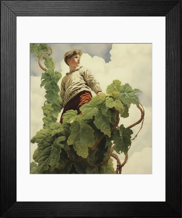 Framed Print : AI Image - Illustration of Jack and the Beanstalk, 2023. Creator: Heritage Images Framed Print : AI Image - Illustration of Jack and the Beanstalk, 2023. Creator: Heritage Images