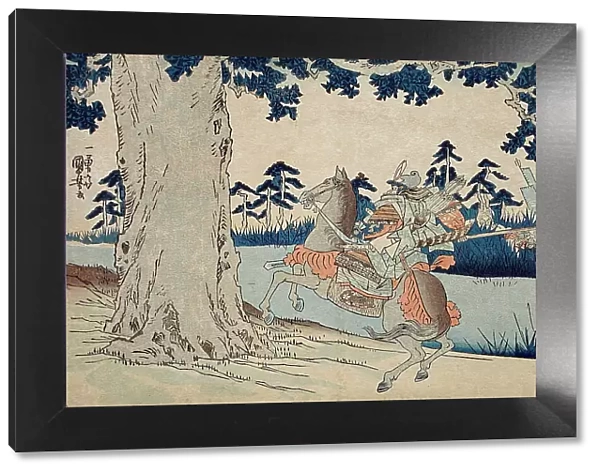 Moriya Pursuing Prince Shotoku who Disappears into a Tree, 19th century. Creator: Utagawa Kuniyoshi