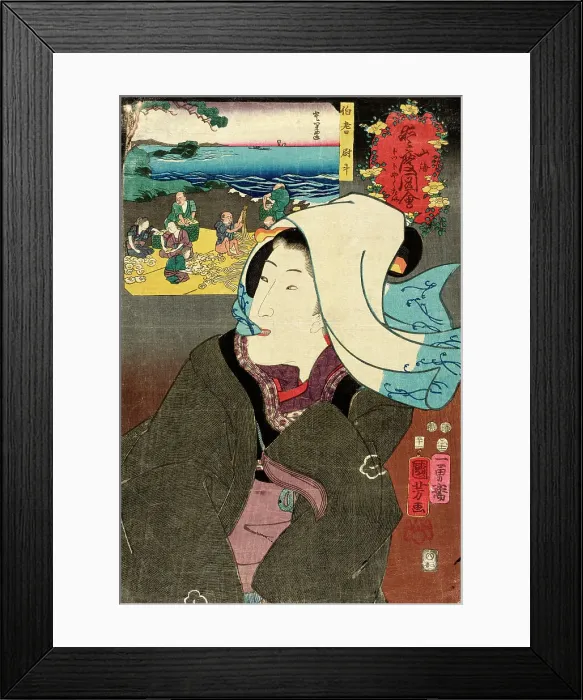 Framed Print : Beauty in Wind: Totto yakutae, 1852. Creator: Utagawa Kuniyoshi Framed Print : Beauty in Wind: Totto yakutae, 1852. Creator: Utagawa Kuniyoshi
