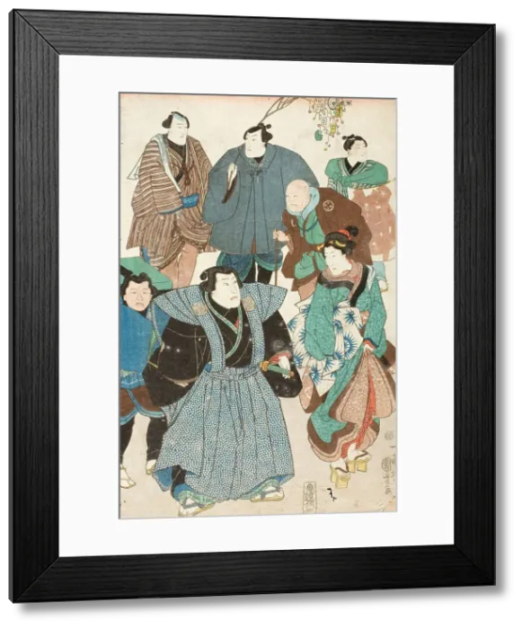 Framed Print : Actors Portraits Disguised as a Street Crowd, between circa 1850 and circa 1851. Creator: Utagawa Kuniyoshi Framed Print : Actors Portraits Disguised as a Street Crowd, between circa 1850 and circa 1851. Creator: Utagawa Kuniyoshi