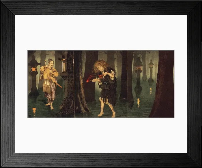 Framed Print : Taira no Tadamori Captures the Priest of Mido, 1884. Creator: Kobayashi Kiyochika Framed Print : Taira no Tadamori Captures the Priest of Mido, 1884. Creator: Kobayashi Kiyochika