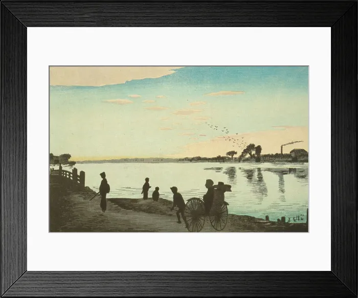 Framed Print : View of Ishihara Bridge at Okawabata, 1880. Creator: Kobayashi Kiyochika Framed Print : View of Ishihara Bridge at Okawabata, 1880. Creator: Kobayashi Kiyochika