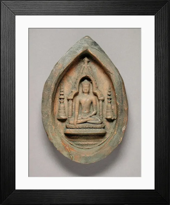 Framed Print : Votive Tablet of Buddha Shakyamuni, between c.1050 and c.1100. Creator: Unknown