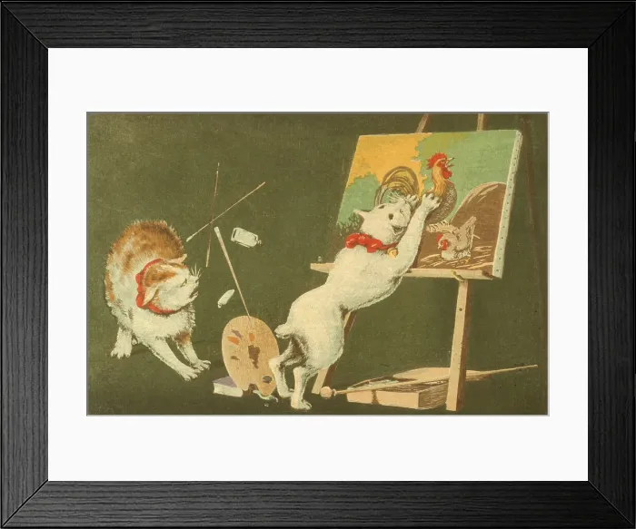 Framed Print : Canvas and Cats, between c1879 and c1881. Creator: Kobayashi Kiyochika Framed Print : Canvas and Cats, between c1879 and c1881. Creator: Kobayashi Kiyochika