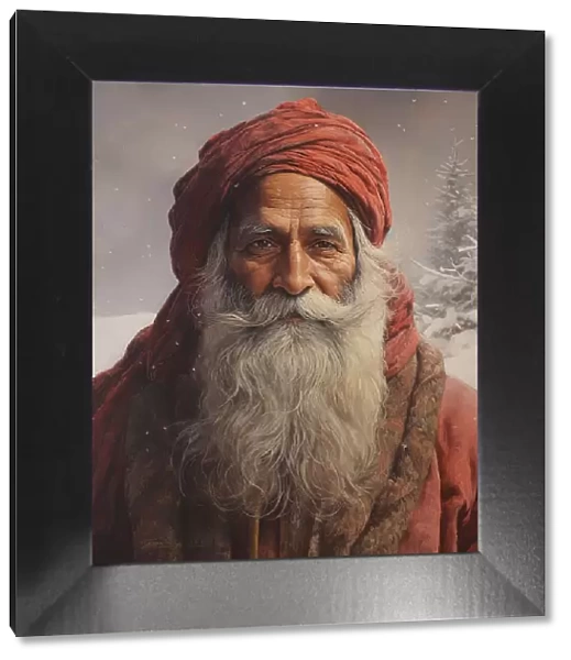 AI Image - Illustration of an Indian Father Christmas, 2023. Creator: Heritage Images