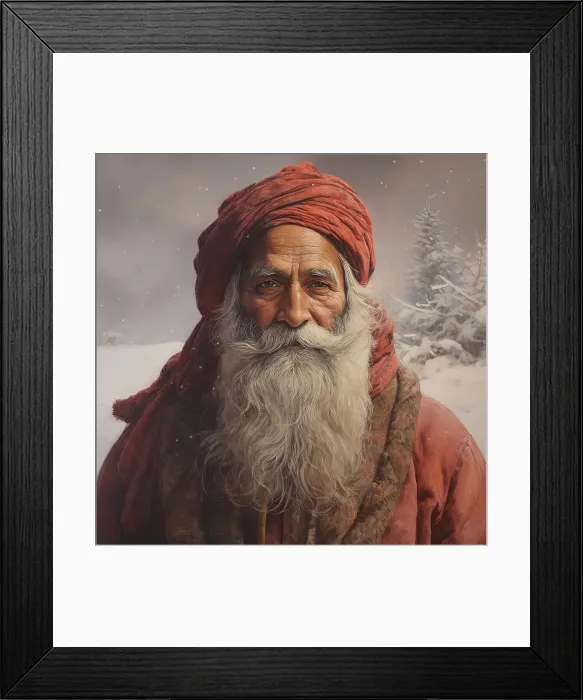 Framed Print : AI Image - Illustration of an Indian Father Christmas, 2023. Creator: Heritage Images Framed Print : AI Image - Illustration of an Indian Father Christmas, 2023. Creator: Heritage Images