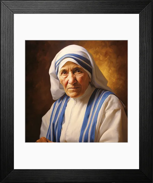 Framed Print : AI Image - Portrait of Mother Teresa, 1990s, (2023). Creator: Heritage Images Framed Print : AI Image - Portrait of Mother Teresa, 1990s, (2023). Creator: Heritage Images