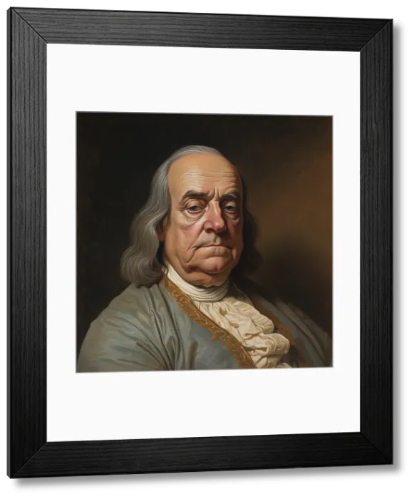 Framed Print : AI Image - Portrait of Benjamin Franklin, 1770s, (2023). Creator: Heritage Images
