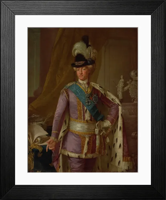 Framed Print : Portrait of King Gustav III of Sweden (1746-1792), 1779. Creator: Krafft, Per, the Elder (1724-1793) Framed Print : Portrait of King Gustav III of Sweden (1746-1792), 1779. Creator: Krafft, Per, the Elder (1724-1793)