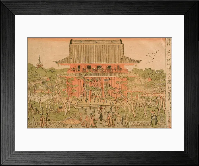 Framed Print : Perspective View of the Temple Shiba Mirokuzan Zojoji, Late 18th - early 19th century. Creator: Utagawa Toyokuni I Framed Print : Perspective View of the Temple Shiba Mirokuzan Zojoji, Late 18th - early 19th century. Creator: Utagawa Toyokuni I
