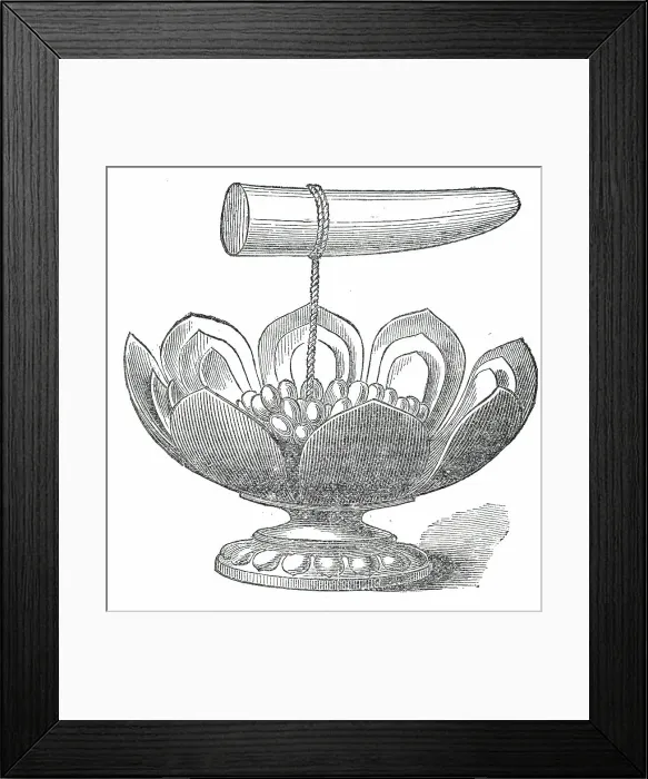 Framed Print : The Dalada, or tooth relic of Buddha, and golden lotus flower in the Maligawa Temple, Kandy... 1876 Creator: Unknown Framed Print : The Dalada, or tooth relic of Buddha, and golden lotus flower in the Maligawa Temple, Kandy... 1876 Creator: Unknown