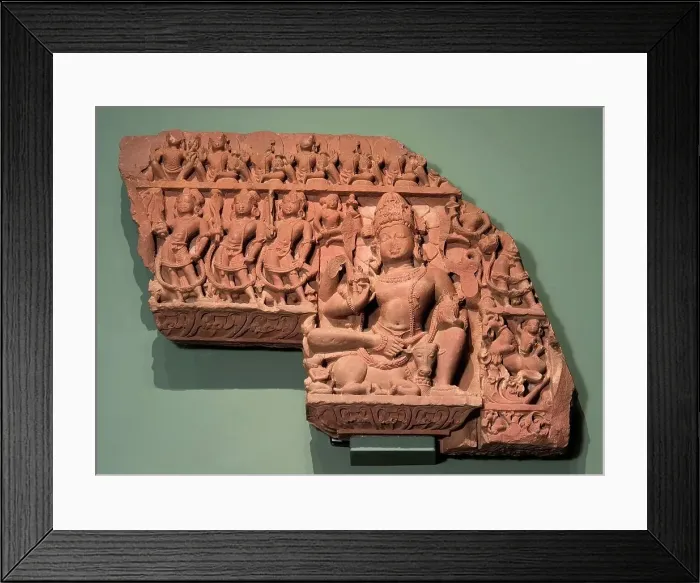 Framed Print : Lintel with Shiva and Subsidiary Deities, between c.850 and c.900. Creator: Unknown Framed Print : Lintel with Shiva and Subsidiary Deities, between c.850 and c.900. Creator: Unknown