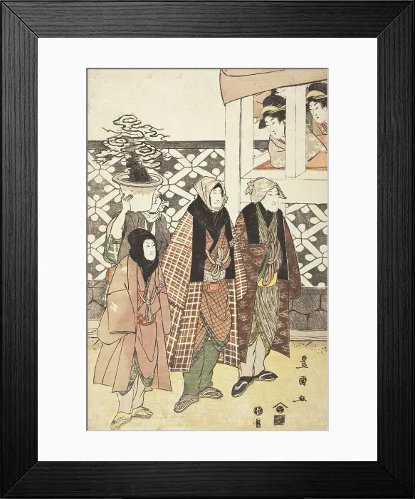 Framed Print : Actors with a Bonsai Tree, 1805. Creator: Utagawa Toyokuni I Framed Print : Actors with a Bonsai Tree, 1805. Creator: Utagawa Toyokuni I