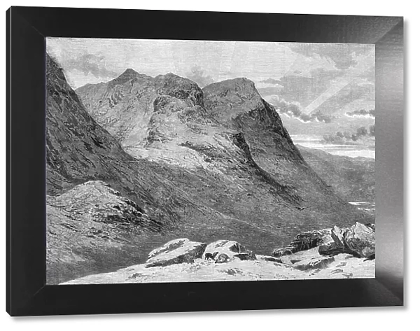 'Mountain Gloom - the Pass of Glencoe', by A.P. Newton in the Exhibition of the Wate... 1860. Creator: M. Jackson. 'Mountain Gloom - the Pass of Glencoe', by A.P. Newton in the Exhibition of the Wate... 1860. Creator: M. Jackson