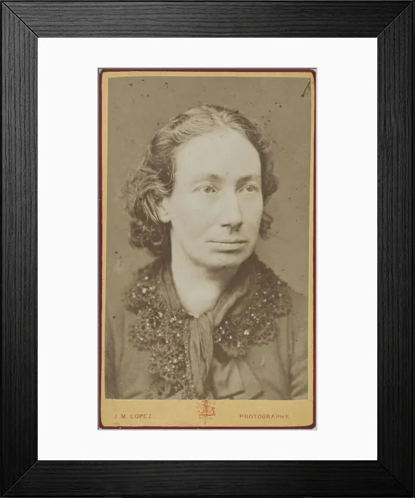 Framed Print : Portrait of Louise Michel (1830-1905), c.1870. Creator: Photo studio J.M. Lopez, Paris Framed Print : Portrait of Louise Michel (1830-1905), c.1870. Creator: Photo studio J.M. Lopez, Paris