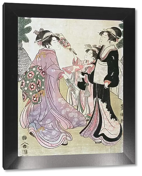 Beauties Playing Battledore and Shuttlecock, c1805. Creator: Utagawa Toyokuni I