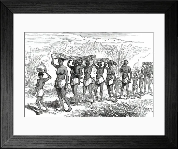 Framed Print : Slave Gang passing along the edge of the Lushivi Marsh...1876. Creator: Unknown Framed Print : Slave Gang passing along the edge of the Lushivi Marsh...1876. Creator: Unknown