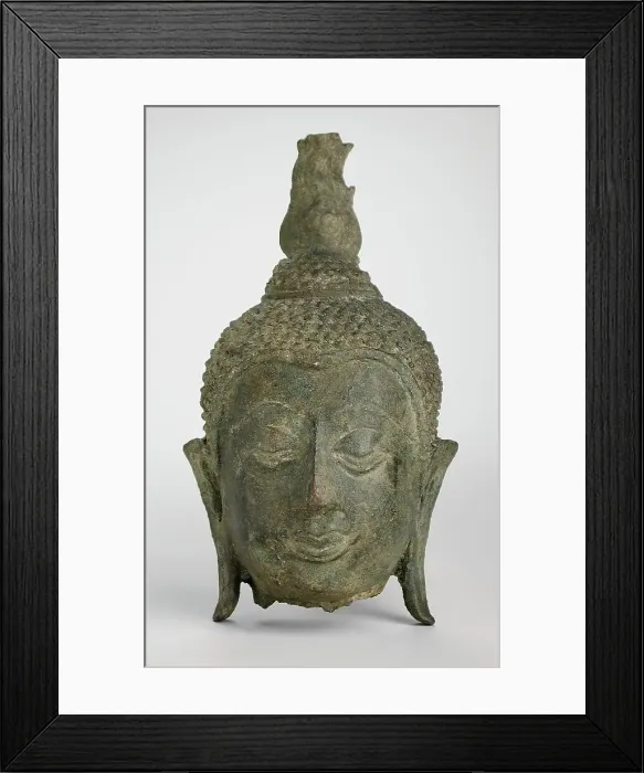 Framed Print : Head of Buddha Shakyamuni, c.14th century. Creator: Unknown Framed Print : Head of Buddha Shakyamuni, c.14th century. Creator: Unknown