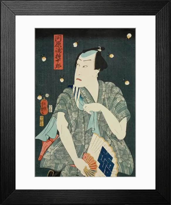 Framed Print : The Actor Kawarazaki Gonjuro Surrounded by Fireflies, 1862. Creator: Yoshitsuya Framed Print : The Actor Kawarazaki Gonjuro Surrounded by Fireflies, 1862. Creator: Yoshitsuya