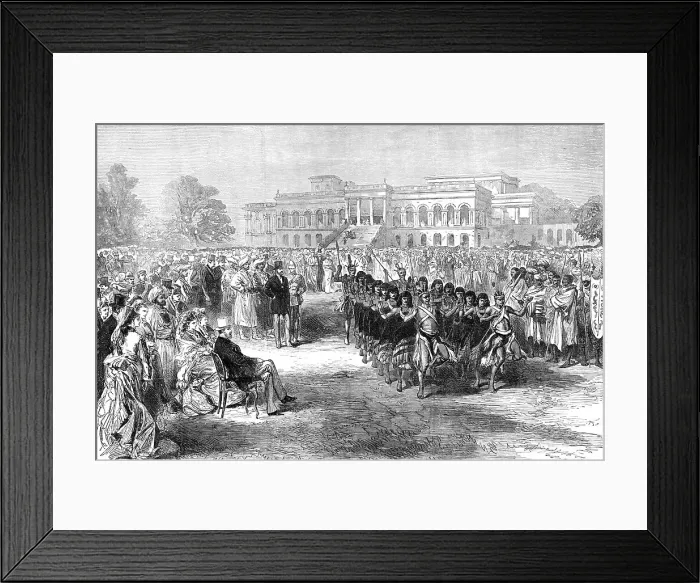 Framed Print : The Prince of Wales seeing a Dance of Wild Hillmen at Calcutta, 1876. Creator: Unknown Framed Print : The Prince of Wales seeing a Dance of Wild Hillmen at Calcutta, 1876. Creator: Unknown