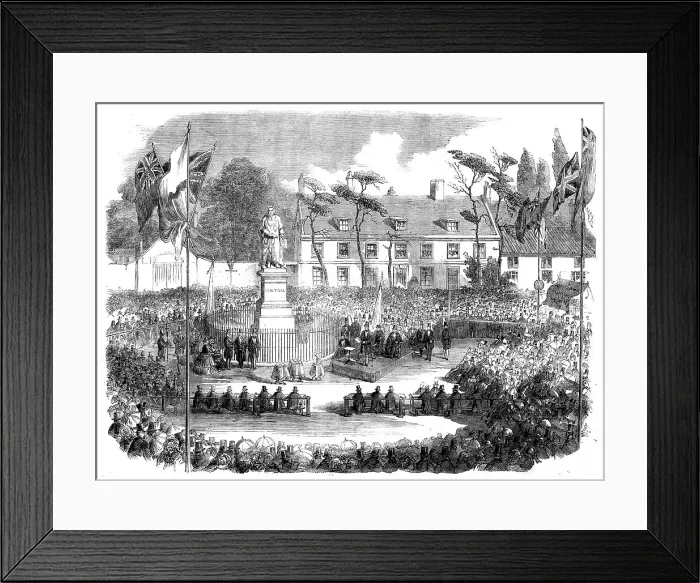 Framed Print : Inauguration of the Statue of Sir Isaac Newton at Grantham, 1858. Creator: Unknown Framed Print : Inauguration of the Statue of Sir Isaac Newton at Grantham, 1858. Creator: Unknown