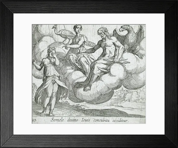 Framed Print : Semele's Wish, published 1606. Creators: Antonio Tempesta, Wilhelm Janson Framed Print : Semele's Wish, published 1606. Creators: Antonio Tempesta, Wilhelm Janson