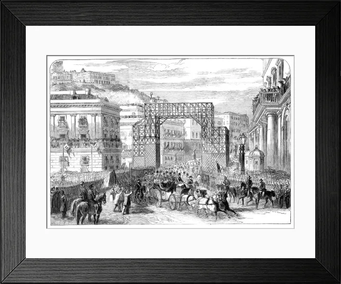 Framed Print : Victor Emmanuel's entry into Naples: scene in the Piazza del Palazzo Reale, looking up... 1860. Creator: Unknown Framed Print : Victor Emmanuel's entry into Naples: scene in the Piazza del Palazzo Reale, looking up... 1860. Creator: Unknown