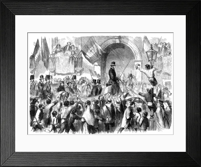Framed Print : Entry of Victor Emmanuel into Naples - sketched in the Toledo... 1860. Creator: Unknown Framed Print : Entry of Victor Emmanuel into Naples - sketched in the Toledo... 1860. Creator: Unknown