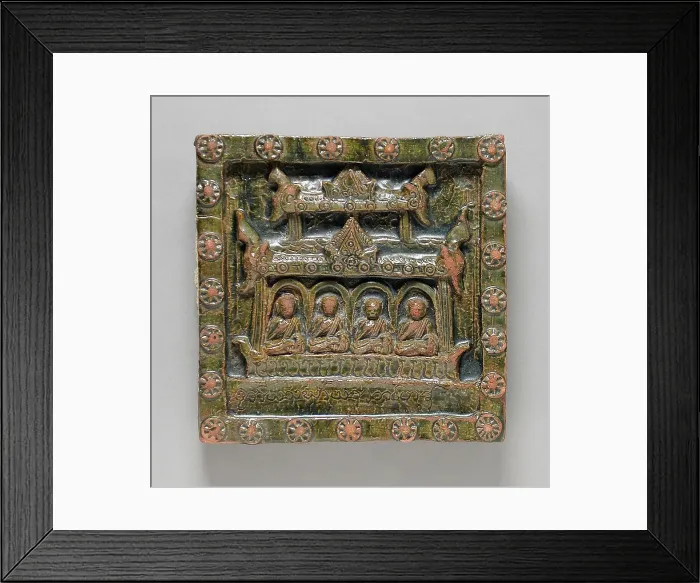 Framed Print : Monks in a Temple Holding the Third Buddhist Council, c.1791. Creator: Unknown