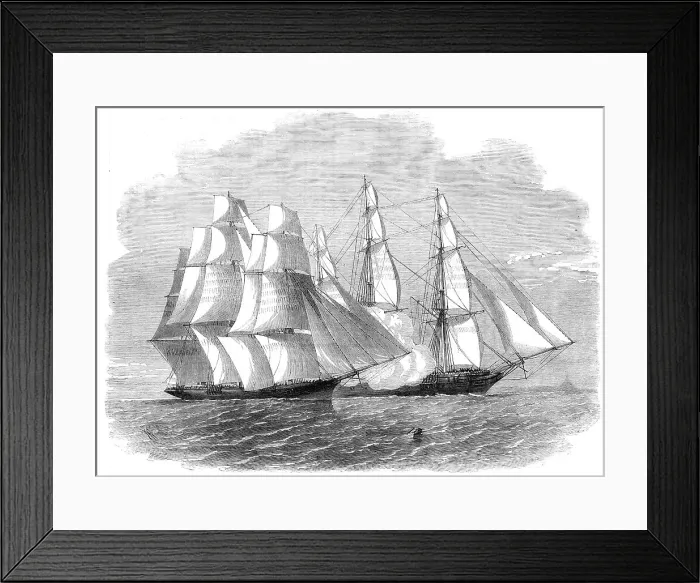 Framed Print : H.M.S. Brisk, bearing the flag of Rear-Admiral Sir Henry Keppel, closing with The Sunny... 1860. Creator: Unknown. H.M.S. Brisk, bearing the flag of Rear-Admiral Sir Henry Keppel, closing with The Sunny... 1860 Framed Print : H.M.S. Brisk, bearing the flag of Rear-Admiral Sir Henry Keppel, closing with The Sunny... 1860. Creator: Unknown. H.M.S. Brisk, bearing the flag of Rear-Admiral Sir Henry Keppel, closing with The Sunny... 1860