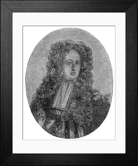 Framed Print : Portrait of Prince George of Denmark composed entirely of minute writing, 1860. Creator: Unknown Framed Print : Portrait of Prince George of Denmark composed entirely of minute writing, 1860. Creator: Unknown