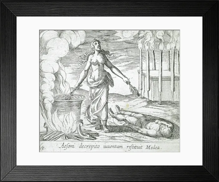 Framed Print : Medea Restoring Aeson's Youth, published 1606. Creators: Antonio Tempesta, Wilhelm Janson Framed Print : Medea Restoring Aeson's Youth, published 1606. Creators: Antonio Tempesta, Wilhelm Janson