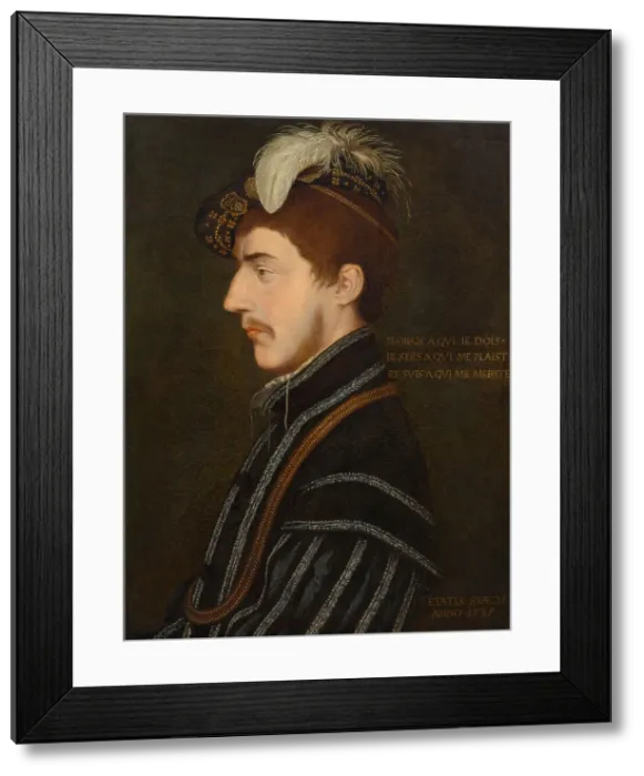 Framed Print : Portrait of Sir Nicholas Poyntz (1510-1556) at the age of 25, 1535. Creator: Holbein, Hans, the Younger (After) Framed Print : Portrait of Sir Nicholas Poyntz (1510-1556) at the age of 25, 1535. Creator: Holbein, Hans, the Younger (After)