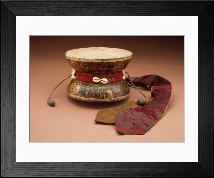 Framed Print : Ritual Pellet Drum, c.18th century. Creator: Unknown Framed Print : Ritual Pellet Drum, c.18th century. Creator: Unknown