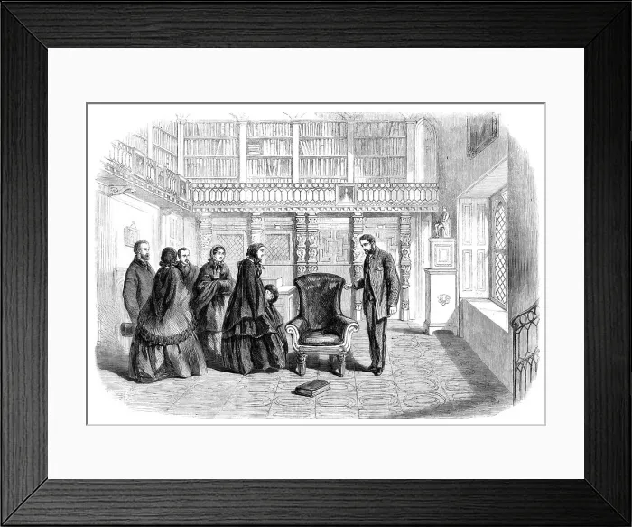Framed Print : The Empress Eugenie in Sir Walter Scott's study at Abbotsford, 1860. Creator: Unknown Framed Print : The Empress Eugenie in Sir Walter Scott's study at Abbotsford, 1860. Creator: Unknown