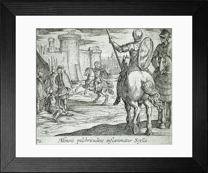 Framed Print : Scylla Watching Minos from the Castle Walls, published 1606. Creators: Antonio Tempesta, Wilhelm Janson Framed Print : Scylla Watching Minos from the Castle Walls, published 1606. Creators: Antonio Tempesta, Wilhelm Janson