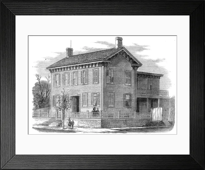 Framed Print : The residence of Abraham Lincoln, at Springfield, Illinois... 1860. Creator: Unknown Framed Print : The residence of Abraham Lincoln, at Springfield, Illinois... 1860. Creator: Unknown