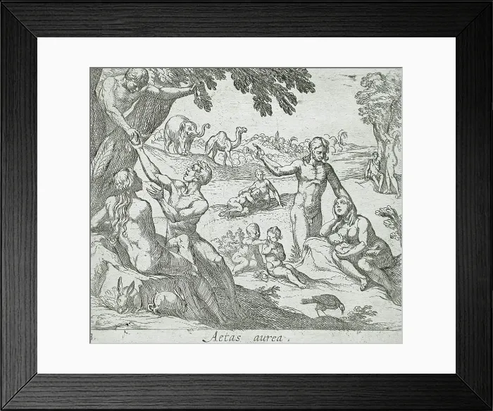 Framed Print : The Age of Gold, published 1606. Creators: Antonio Tempesta, Wilhelm Janson Framed Print : The Age of Gold, published 1606. Creators: Antonio Tempesta, Wilhelm Janson