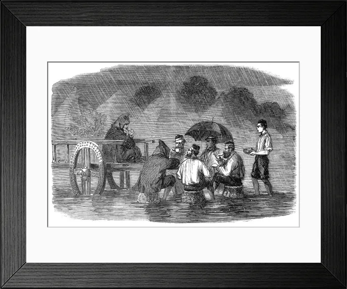 Framed Print : Dining under difficulties - from a sketch by our special artist in China, 1860. Creator: Unknown Framed Print : Dining under difficulties - from a sketch by our special artist in China, 1860. Creator: Unknown