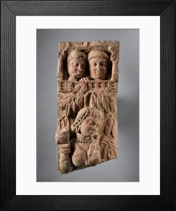 Framed Print : Railing Pillar with Woman and Onlookers, c.50-25 B.C.. Creator: Unknown Framed Print : Railing Pillar with Woman and Onlookers, c.50-25 B.C.. Creator: Unknown