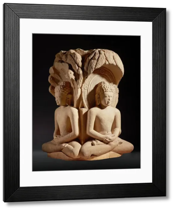 Framed Print : Shrine with Four Jinas (Rishabhanatha [Adinatha]), Parshvanatha, Neminatha, and Mahavira), c.600. Creator: Unknown