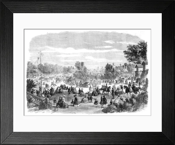Framed Print : A scene in the Bois de Boulogne, Paris - the Pré Catelan, 1860. Creator: Unknown Framed Print : A scene in the Bois de Boulogne, Paris - the Pré Catelan, 1860. Creator: Unknown