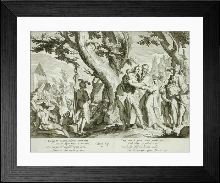 Framed Print : Meeting of Moses and Jethro, 1607. Creator: Willem van Swanenburg Framed Print : Meeting of Moses and Jethro, 1607. Creator: Willem van Swanenburg