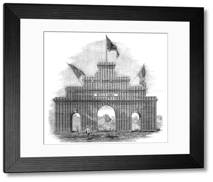 Framed Print : The Lumberers Arch at Ottawa, erected on the occasion of the Prince of Wales's visit to Canada, 1860 Creator: Unknown Framed Print : The Lumberers Arch at Ottawa, erected on the occasion of the Prince of Wales's visit to Canada, 1860 Creator: Unknown