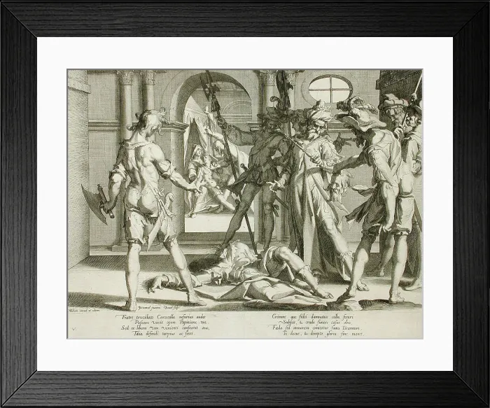 Framed Print : Beheading of the Roman Judge Papinian, 1607. Creator: Willem van Swanenburg Framed Print : Beheading of the Roman Judge Papinian, 1607. Creator: Willem van Swanenburg
