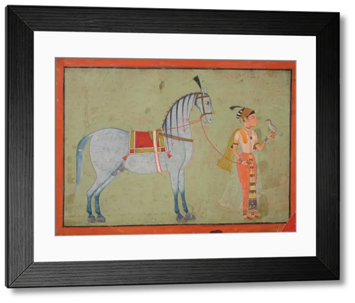 Framed Print : Lady with Falcon Leading a Horse, between 1700 and 1725. Creator: Unknown Framed Print : Lady with Falcon Leading a Horse, between 1700 and 1725. Creator: Unknown