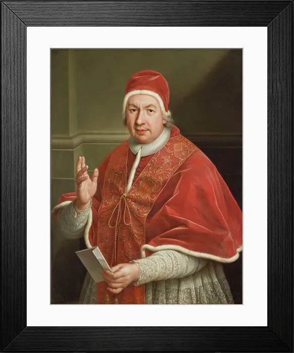 Framed Print : Portrait of the Pope Benedict XIV (1675-1758), First half of the 18th cent.. Creator: Anonymous Framed Print : Portrait of the Pope Benedict XIV (1675-1758), First half of the 18th cent.. Creator: Anonymous