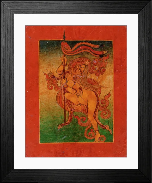 Framed Print : Yellow Yami (?) with Spear, Nyingmapa Buddhist or Bon Ritual Card, 18th-19th century. Creator: Unknown Framed Print : Yellow Yami (?) with Spear, Nyingmapa Buddhist or Bon Ritual Card, 18th-19th century. Creator: Unknown